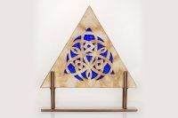 Triangle Trinity Window Sculpture - Blue Glass